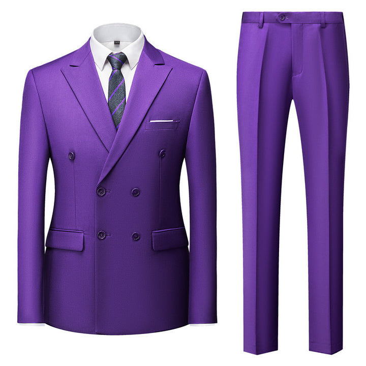 Men's tailored double-breasted blazer with peak lapel and slim fit suit trousers Mune Fashion