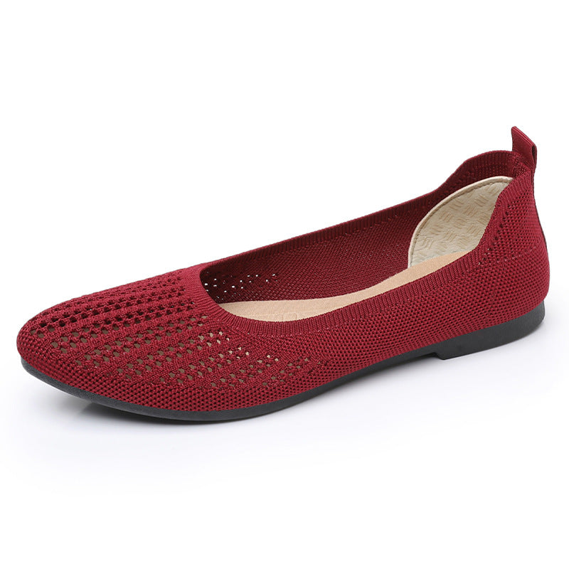 Ladies' breathable knitted ballerina slippers with perforated upper material and orthopedic memory footbed Mune Fashion