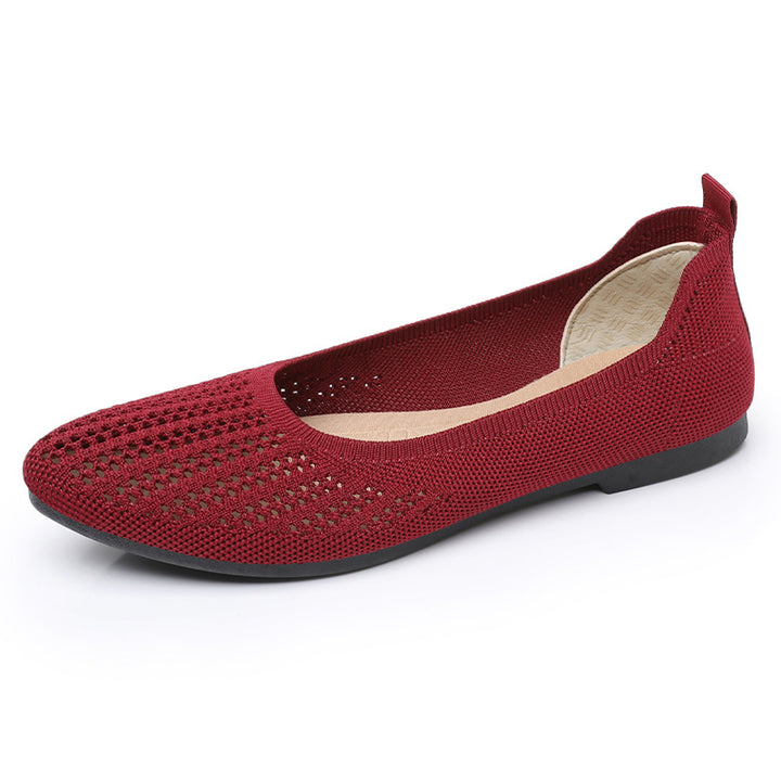 Ladies' breathable knitted ballerina slippers with perforated upper material and orthopedic memory footbed Mune Fashion