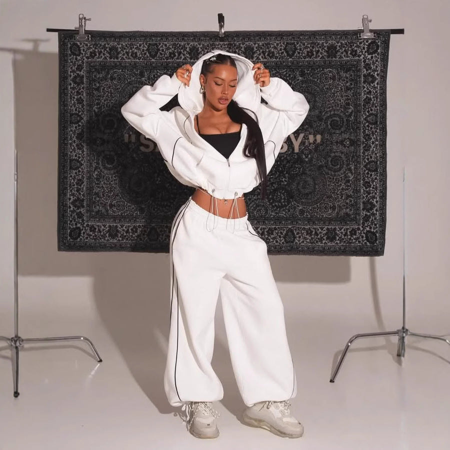 Ladies nan wide oversized tracksuit with zip hooded jacket and extra wide lounge pants Mune Fashion