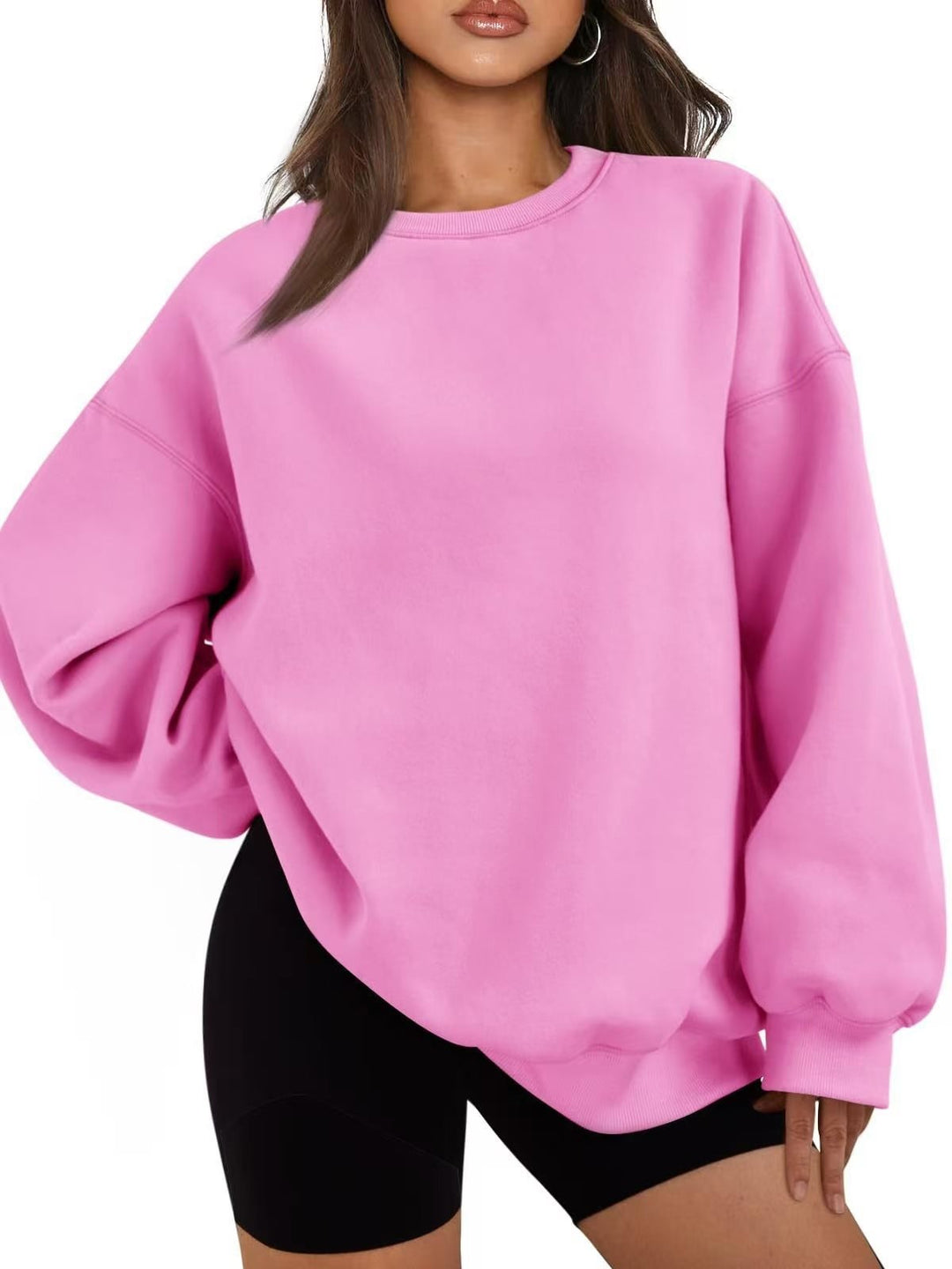 Women Oversized Sweatshirt with Round Neck, extra soft French Terry and dropped Shoulder Mune Fashion