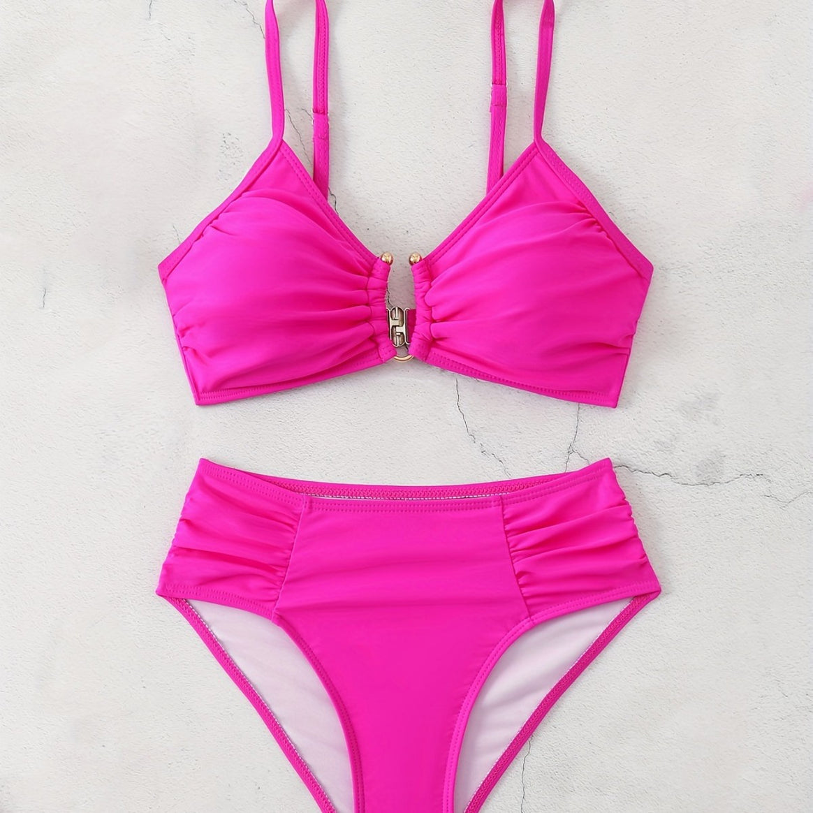 Women's High-Waisted Bikini Set with Refined Ruffle Design Mune Fashion