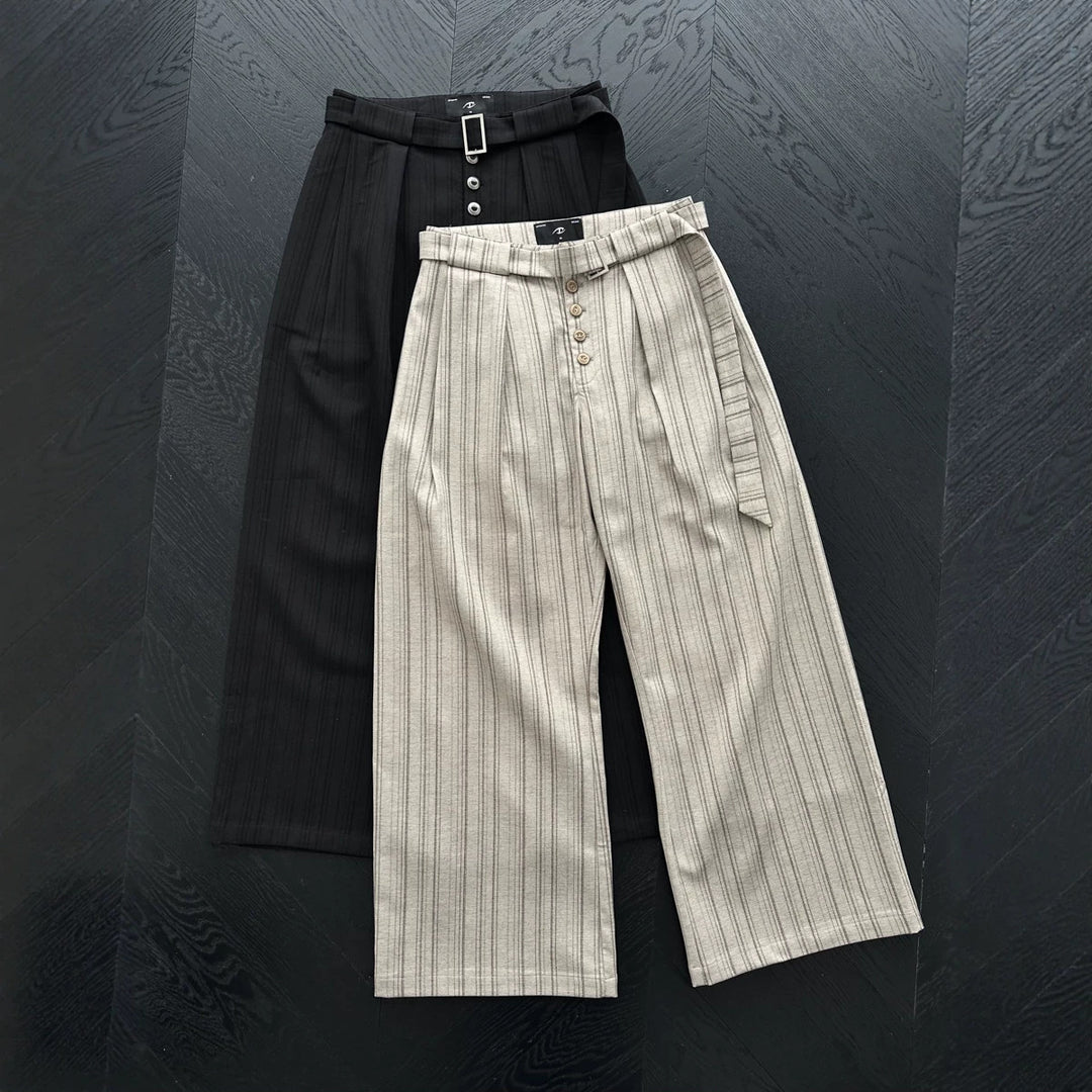 Women's High-Waisted Tailored Pants with Wide Leg Mune Fashion