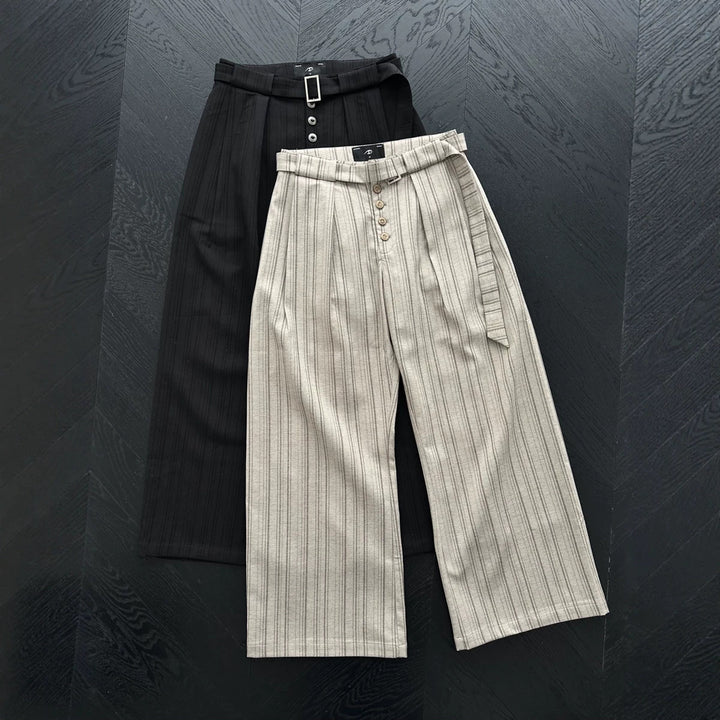 Women's High-Waisted Tailored Pants with Wide Leg Mune Fashion