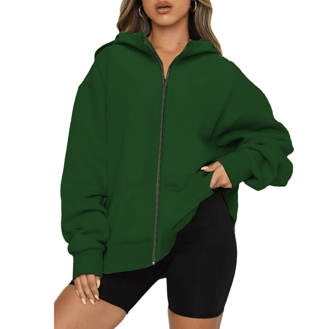Women's lightweight zip hoodie in relaxed fit with kangaroo pocket and ribbed cuffs Mune Fashion
