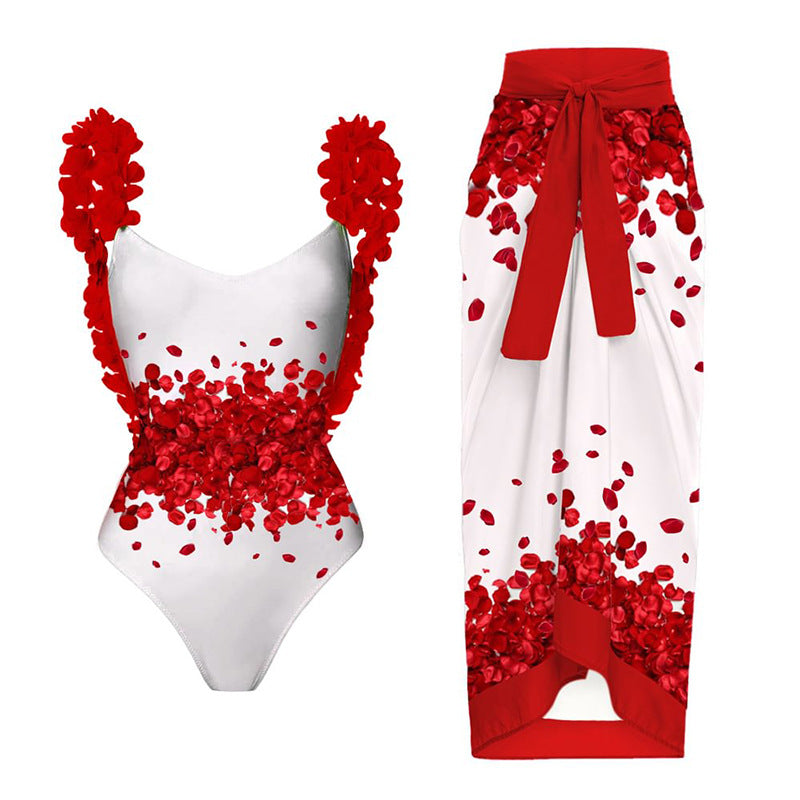 Women’s swimsuit with ruffle details and matching wrap skirt Mune Fashion