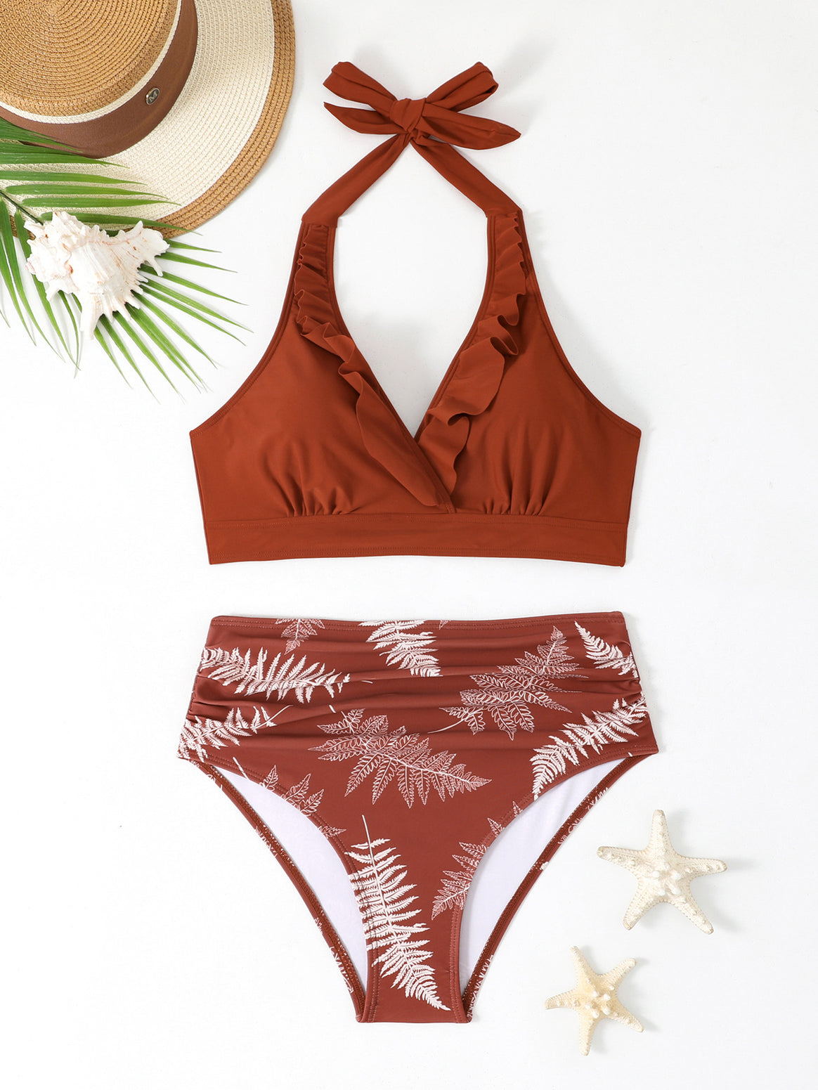 Ladies high-waisted bikini set with floral design Mune Fashion