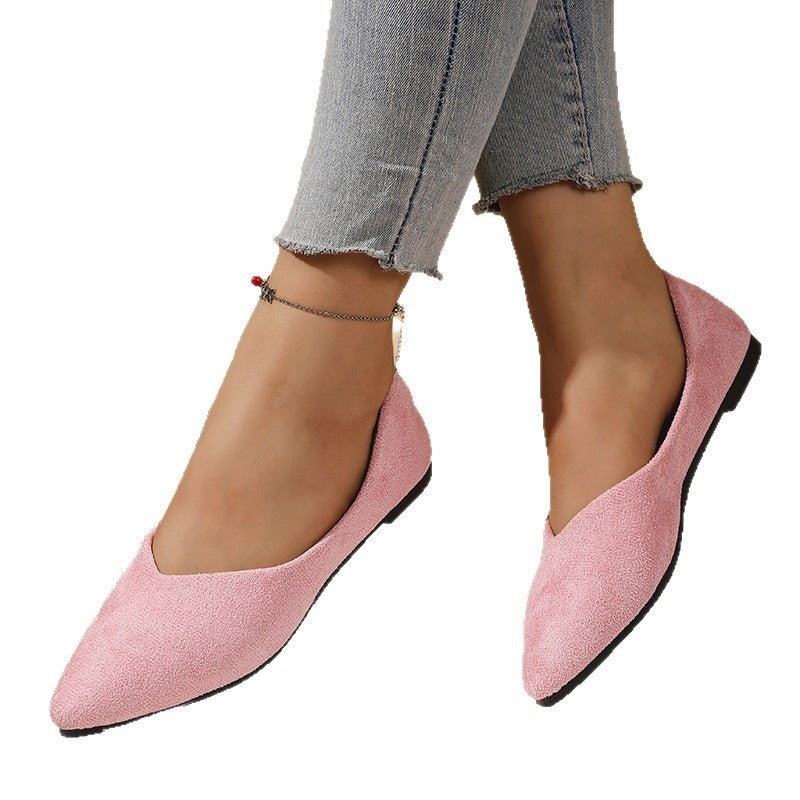Women's pointed ballerina slippers in suede look with padded comfort insole Mune Fashion