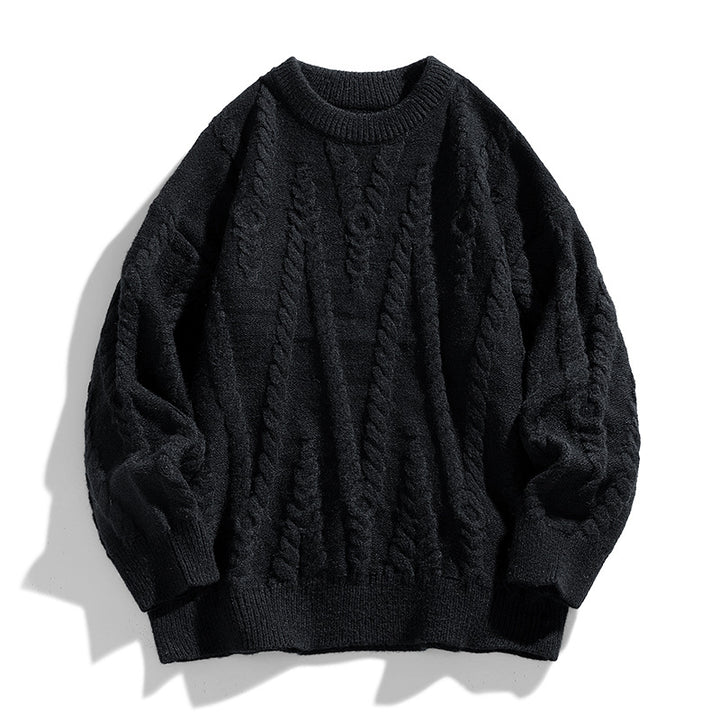 Ladies Elegant Knit Sweater with Classic Cable Pattern Mune Fashion