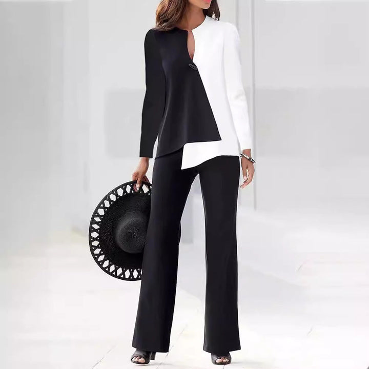 Women's Elegant and Modern Pant Suit Set with Asymmetric Design Mune Fashion