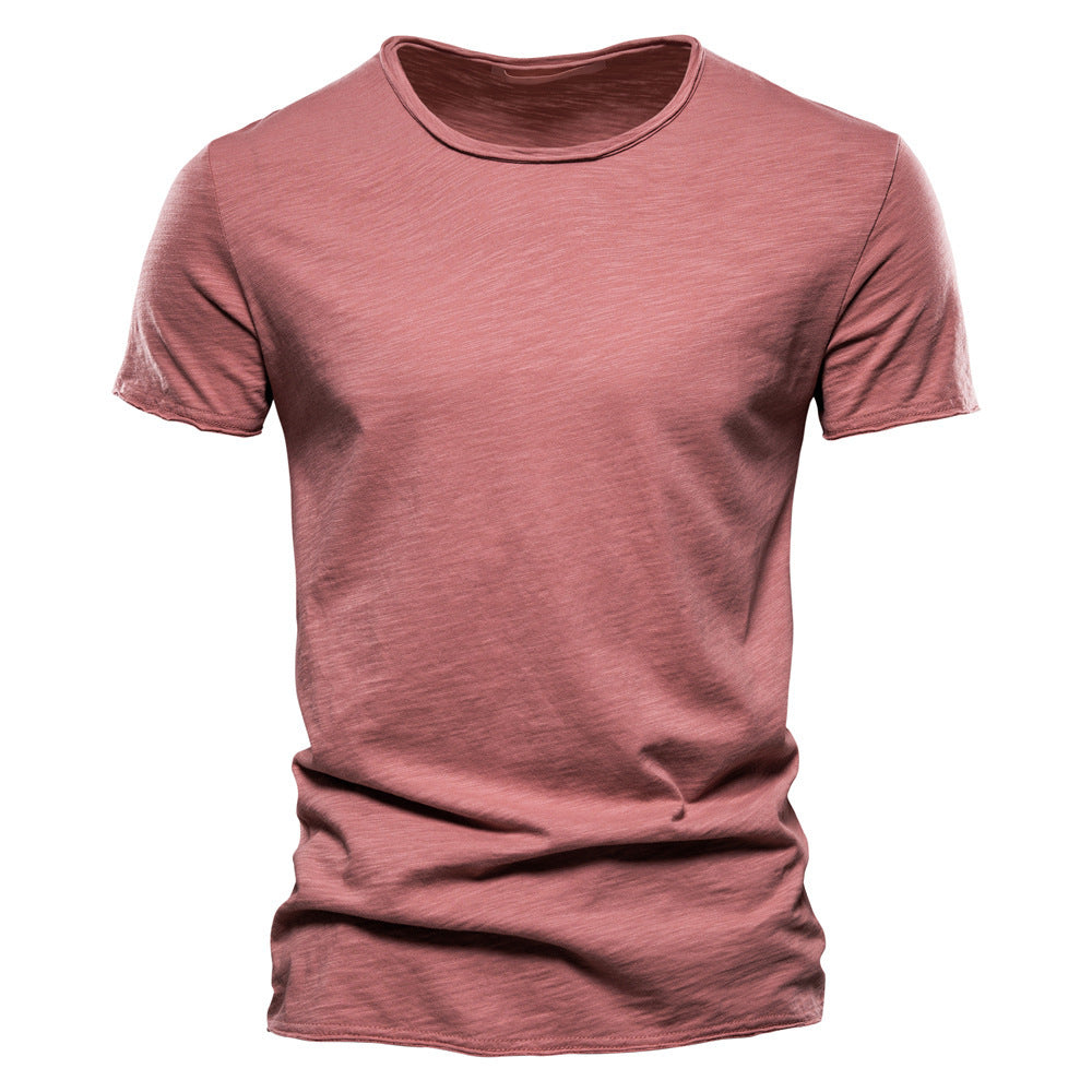 Men's light cotton jersey short-sleeve shirt with V-neck and slim fit Mune Fashion