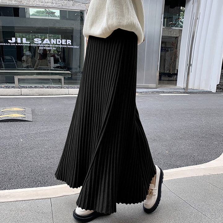 Women's Pleated Maxi Skirt with Elegant Wave Pattern Mune Fashion