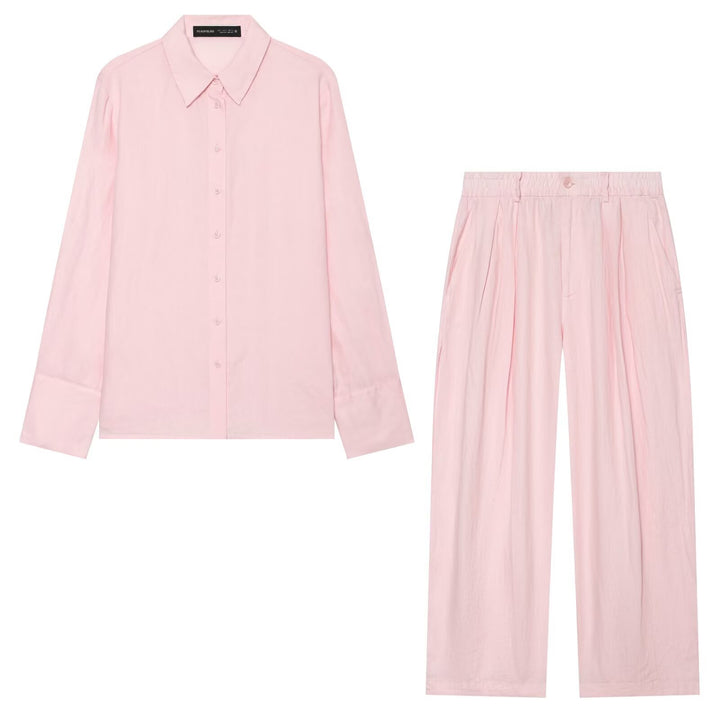 Ladies Oversized Silk Effect Blouse with Kent Collar and Cuffs Mune Fashion