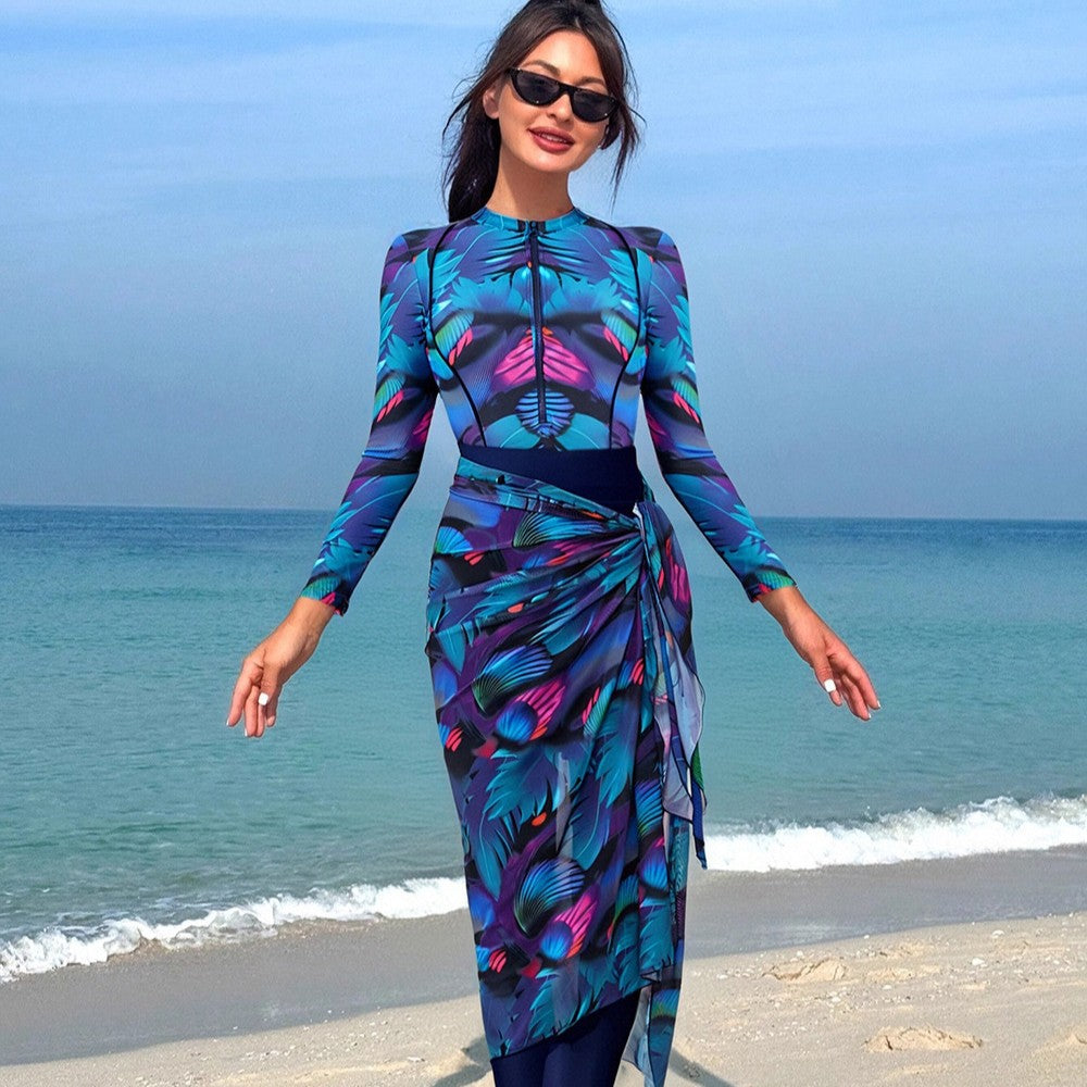 Women Modern UV Protection Swimsuit with Wrap Skirt Mune Fashion