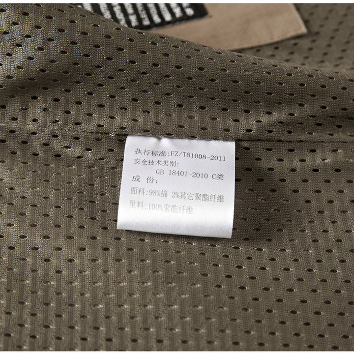 Men's Sleeveless Utility Vest with Button Closure, Large Patch Front Pockets, and Lightweight Mesh Lining Mune Fashion