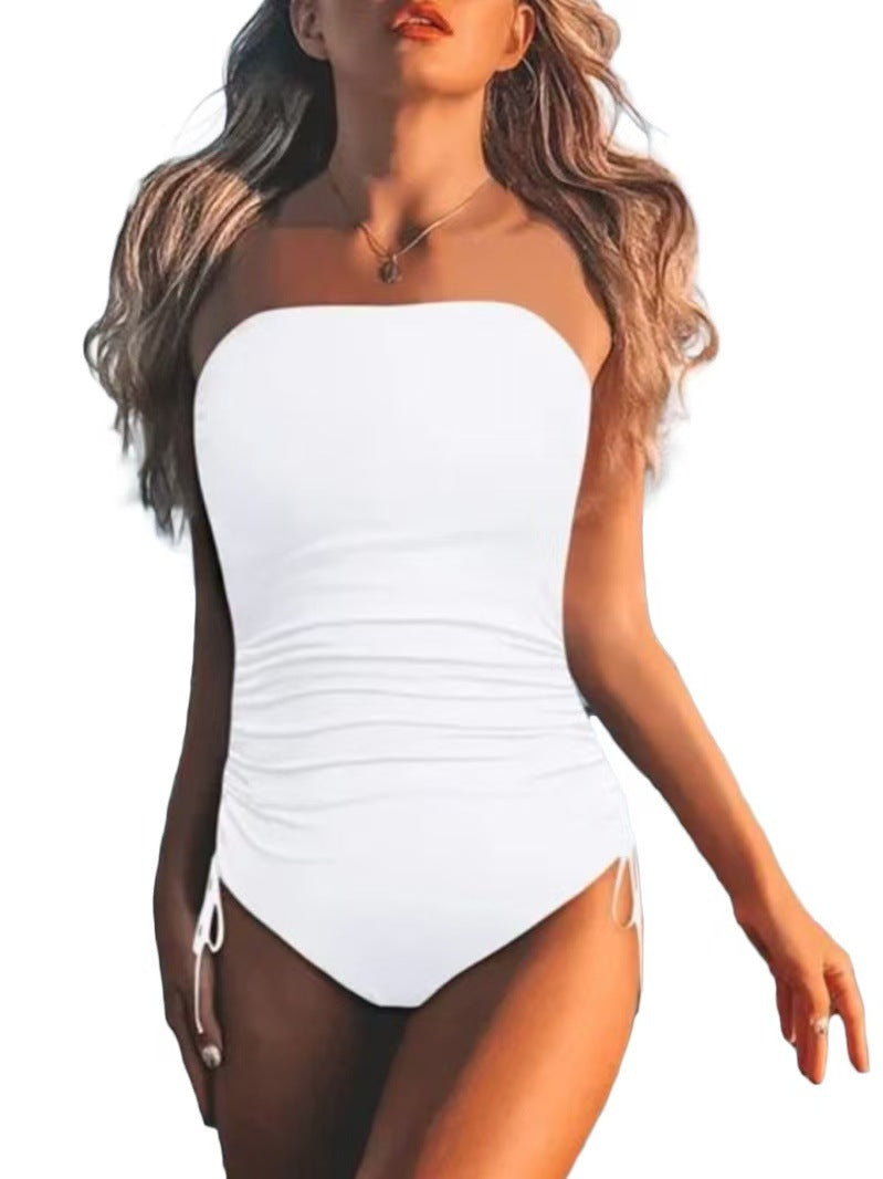 Women's bandeau swimsuit with side ruching elements Mune Fashion