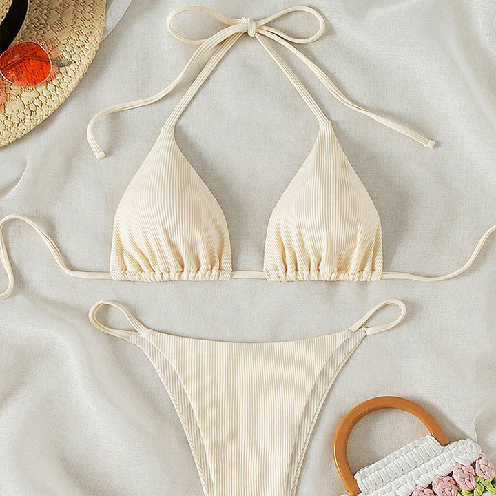 Ladies Triangular Bikini with fine ribbed effects and customizable fit Mune Fashion