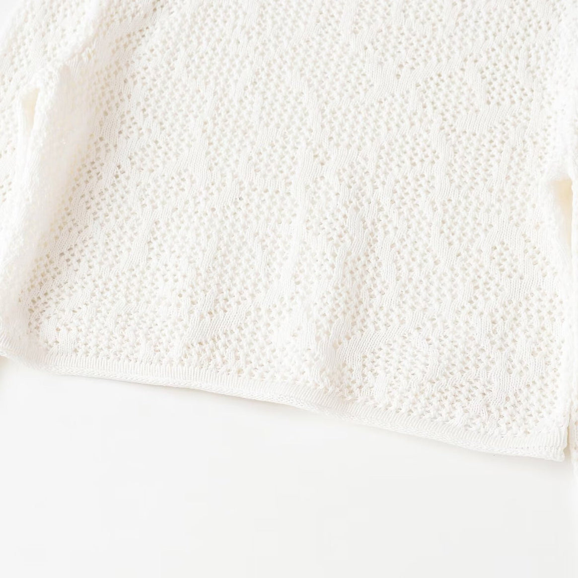 Women Crocheted Cropped Knit Top with Bell Sleeves Mune Fashion
