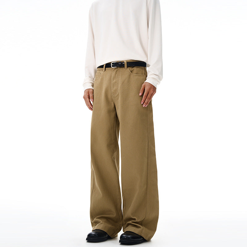 Men's Wide High-Waist Denim Pants with Wide Leg and Clean Minimal Design Mune Fashion
