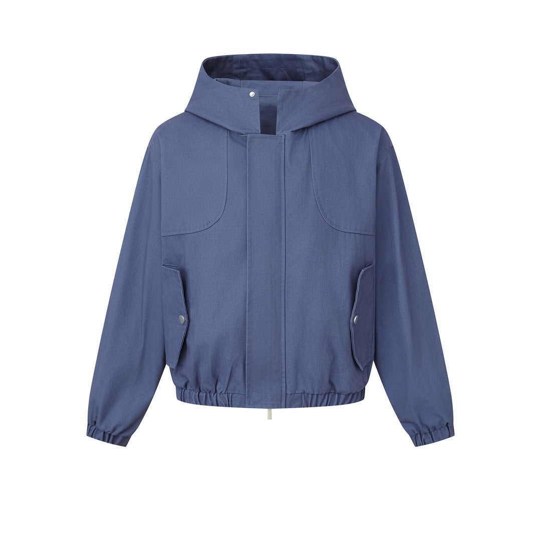 Women's short cut hooded jacket with drawstring hem and patch pockets Mune Fashion