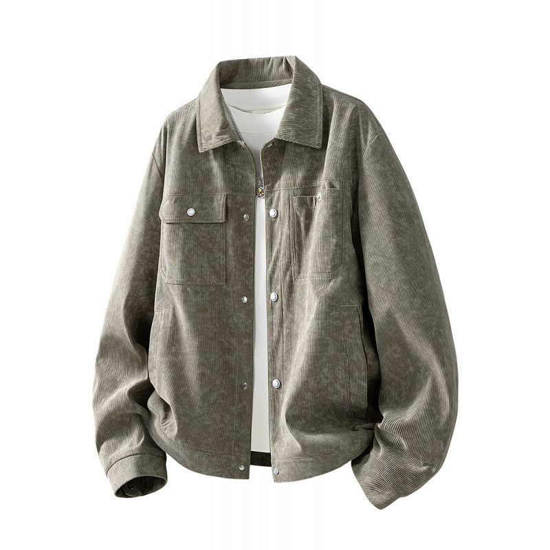 Men's Patterned Cord Jacket with Practical Pockets Mune Fashion