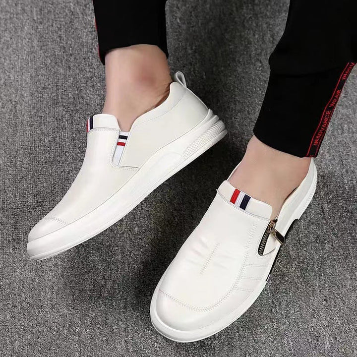 Men's Comfortable Slip-On Leather Sneakers with Discreet Zipper and Flexible Sole Profile Mune Fashion