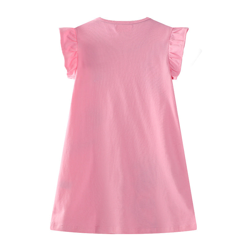 Girl cotton dress with cheerful flower and insect motif Mune Fashion