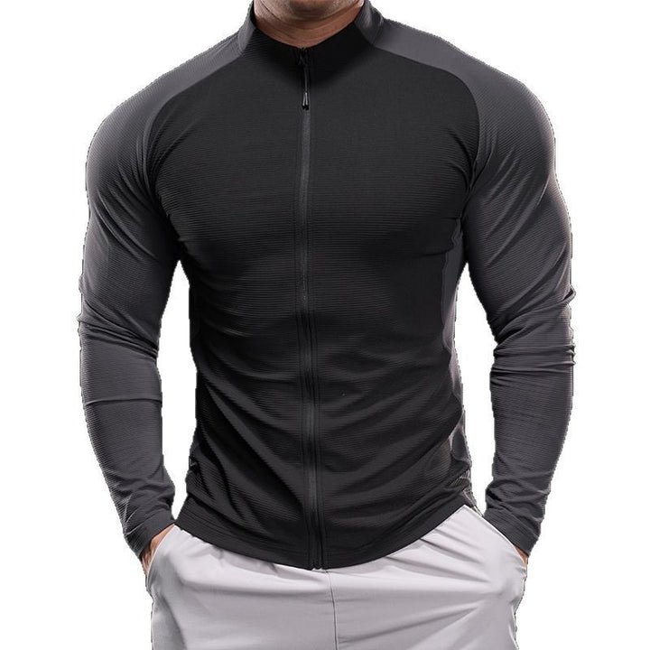 Men's compression training shirt with stand-up collar, full zip and raglan sleeves Mune Fashion