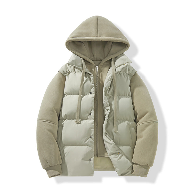 Men's hybrid quilted jacket with integrated hood fleece inner layer Mune Fashion