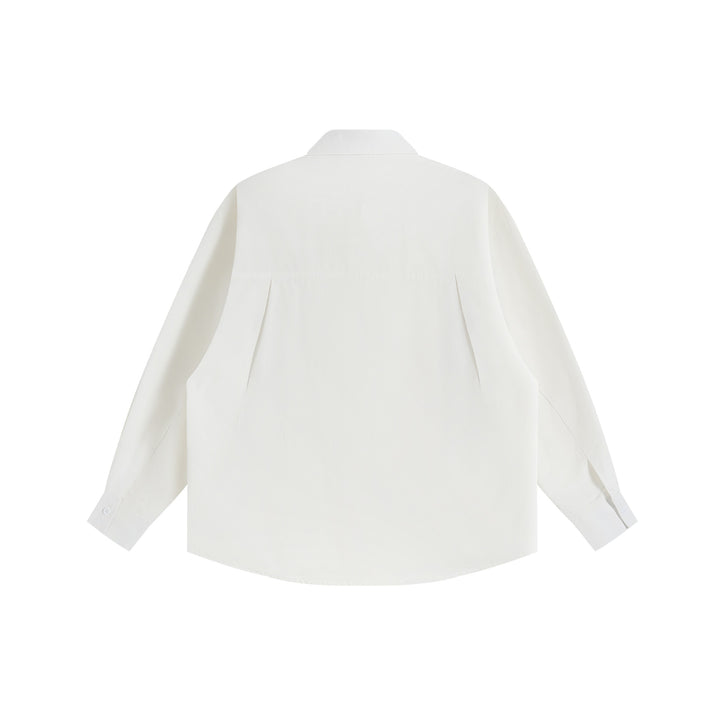 Unisex Loose Button-Down Shirt with vintage-inspired emblem patches and pocket Mune Fashion