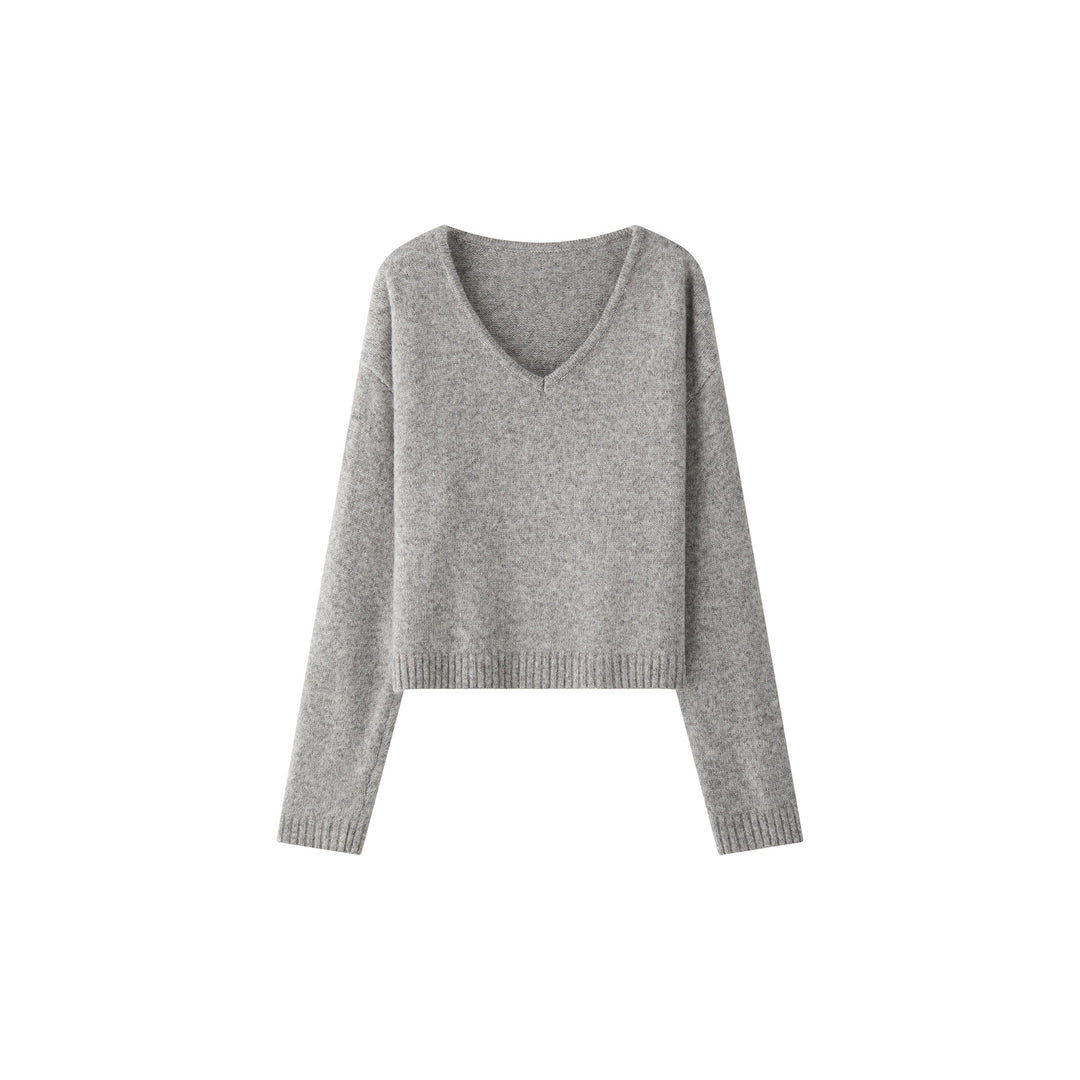 Women Soft V-Neck Fine Knit Sweater with Relaxed Fit Mune Fashion