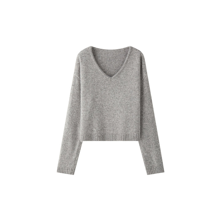 Women Soft V-Neck Fine Knit Sweater with Relaxed Fit Mune Fashion