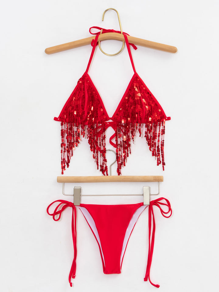Women's bikini set with glittering sequins and playful ties Mune Fashion