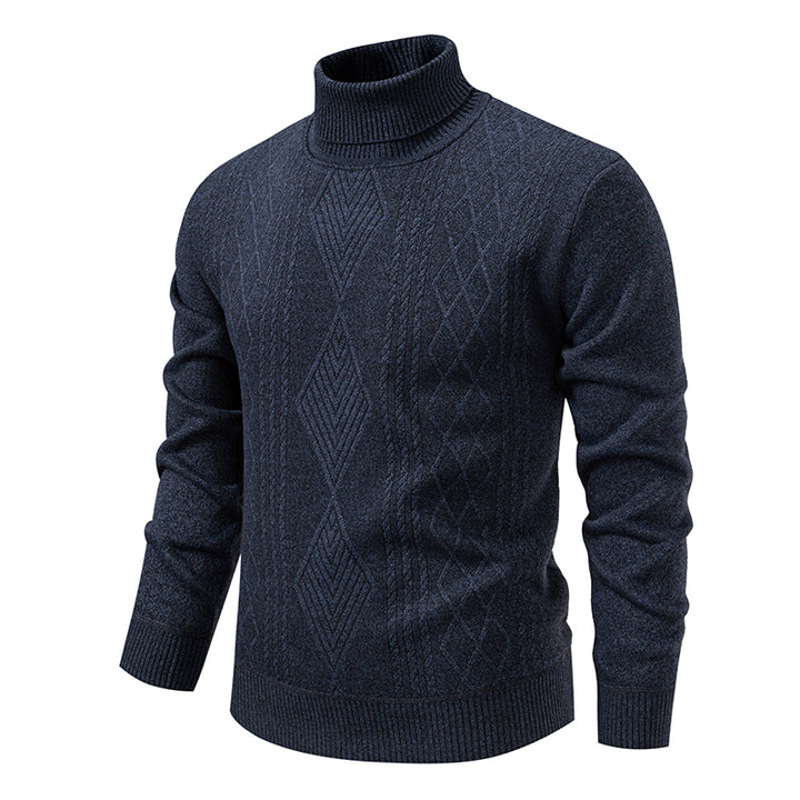 Men's fine-knit turtleneck sweater with structured cable pattern texture and slim fit Mune Fashion