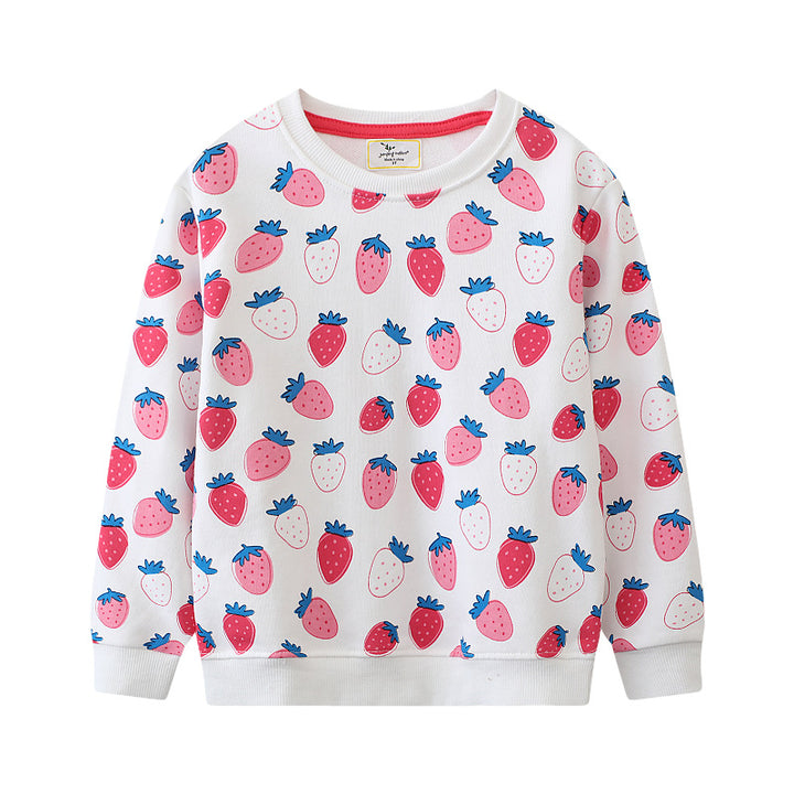 Girl's sweatshirt with cheerful strawberry pattern Mune Fashion