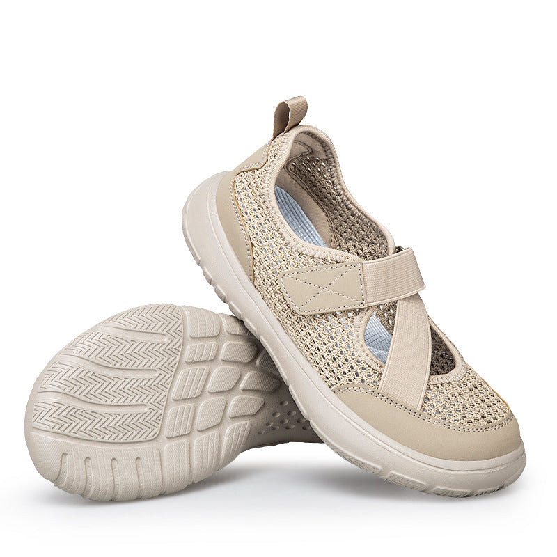Ladies non-breathable knitted strap sneakers with Velcro fastener padded comfort sole and flexible profile outsole Mune Fashion