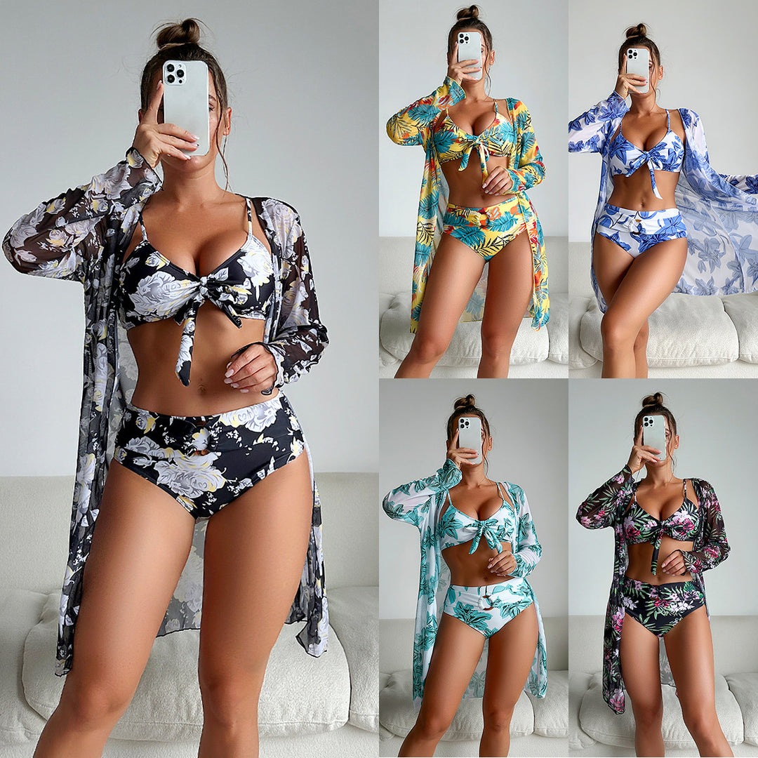 Women's bikini set with floral top and flowing kimono Mune Fashion