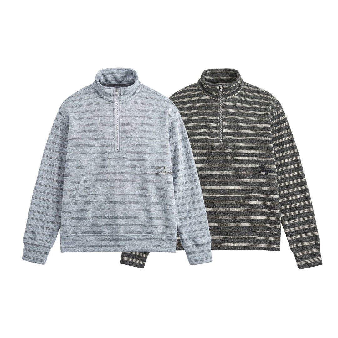Men's Structured Half-Zip Knit Sweater with Stand Collar Mune Fashion