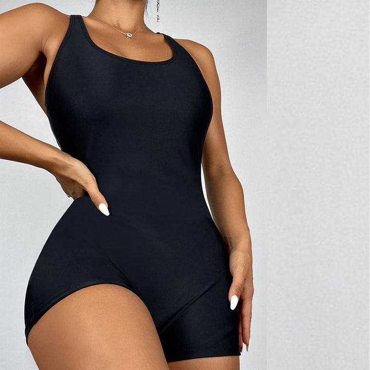 Women's Sporty One-Piece Swimsuit with Deep Neckline Mune Fashion
