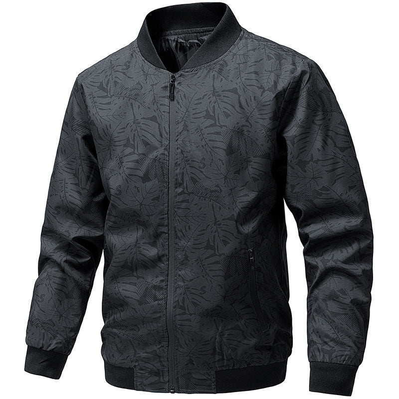 Men's Lightweight Printed Bomber Jacket with Full Zip, Ribbed Collar & Zip Pockets Mune Fashion