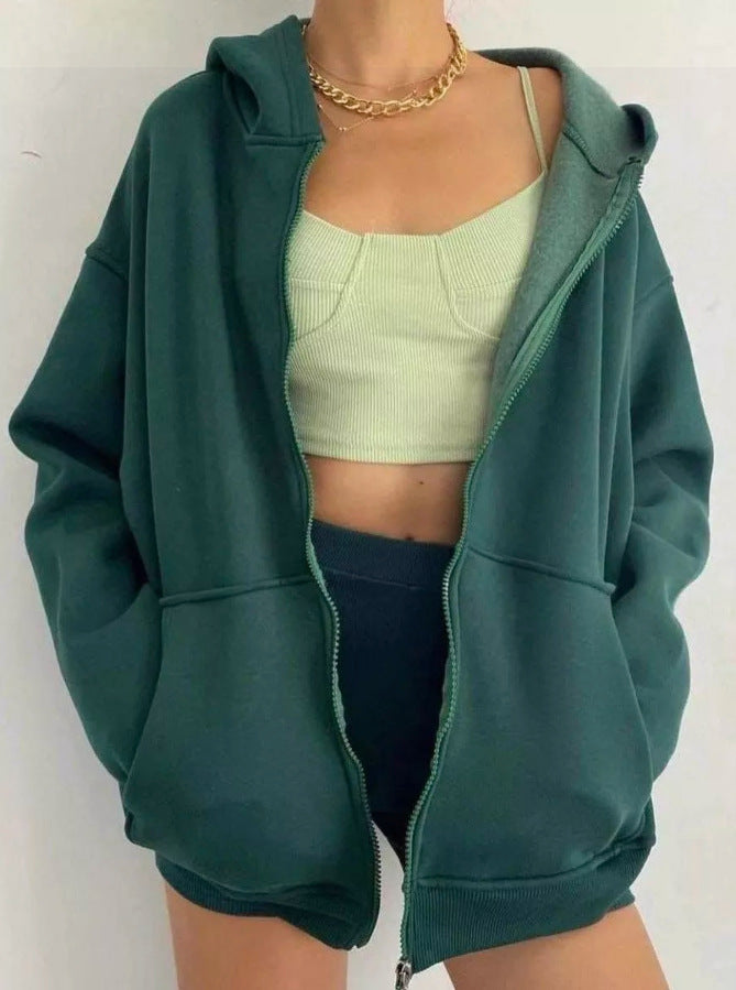 Women's minimalist French Terry zip hoodie with a full zipper, kangaroo pocket, and thumbhole sleeves Mune Fashion