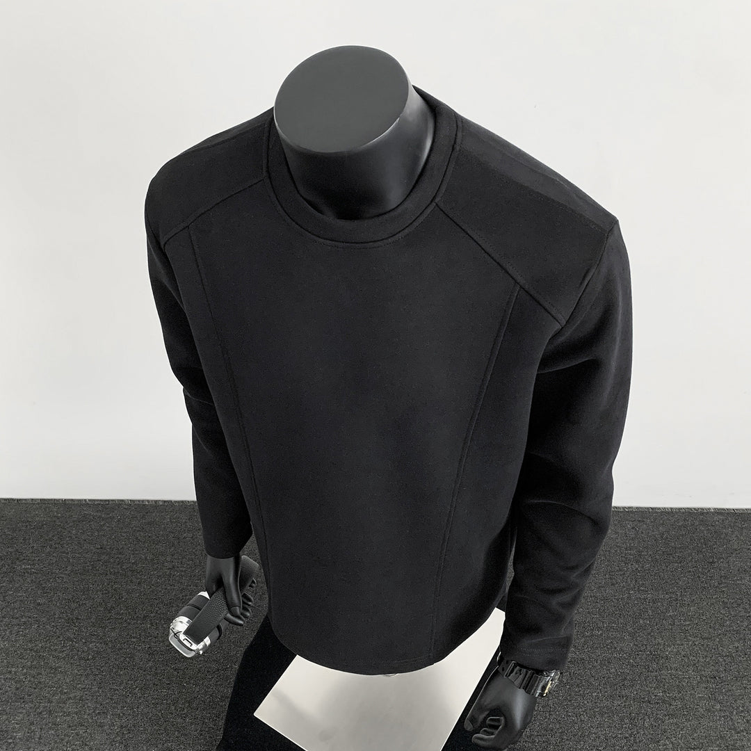 Men's sweatshirt with structured seam details and round neck Mune Fashion
