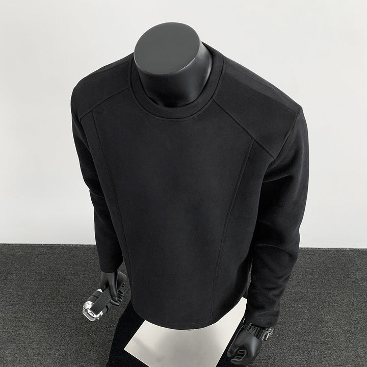 Men's sweatshirt with structured seam details and round neck Mune Fashion