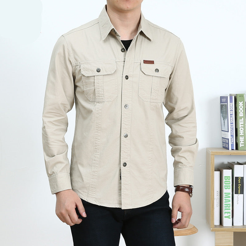 Men's Cotton Utility Overshirt with Chest Patch Pockets and Reinforced Seams Mune Fashion
