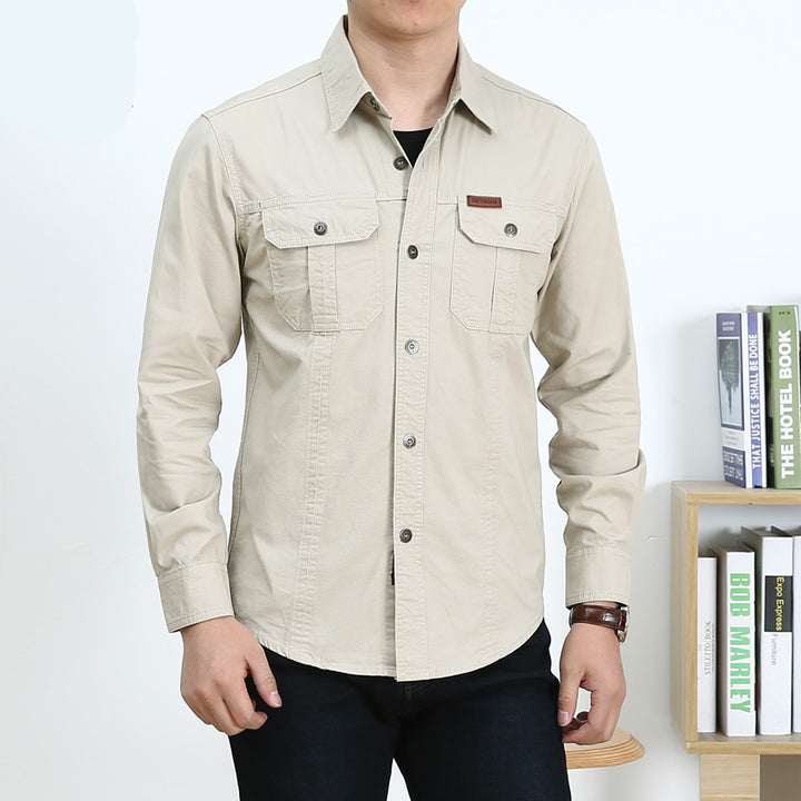 Men's Cotton Utility Overshirt with Chest Patch Pockets and Reinforced Seams Mune Fashion