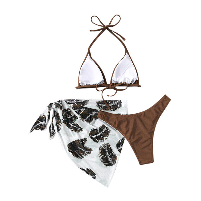 women's triangle bikini set with stylish wrap skirt Mune Fashion