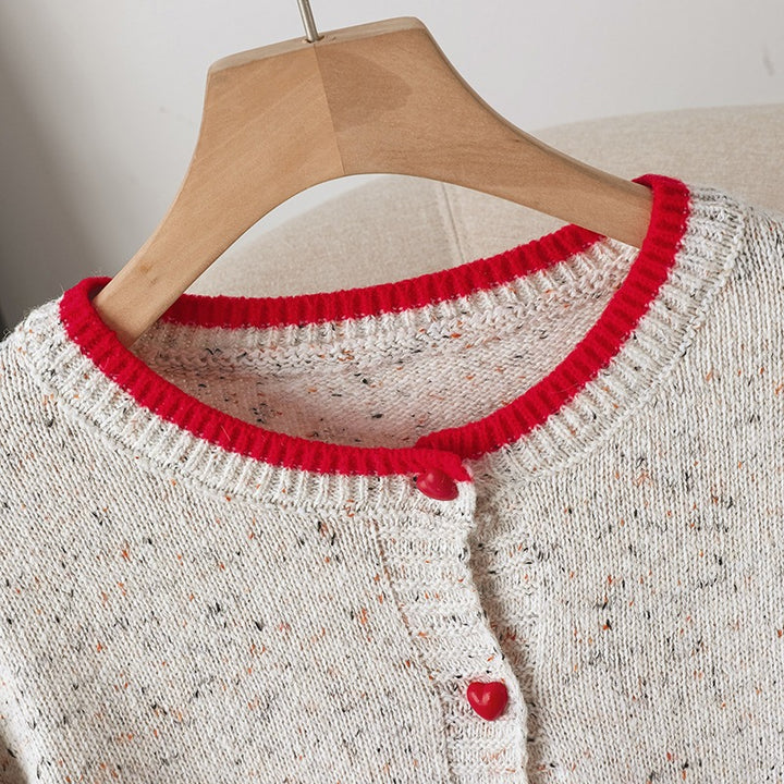 Women Playful Knit Cardigan with Heart Buttons Mune Fashion