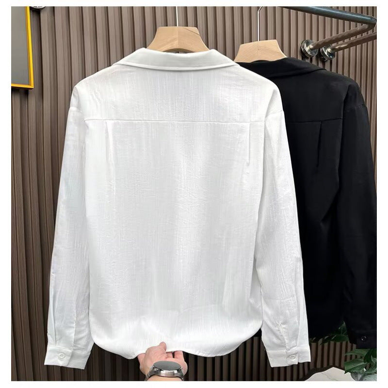 Women Elegant Long Sleeve Blouse with Fine Texture Mune Fashion