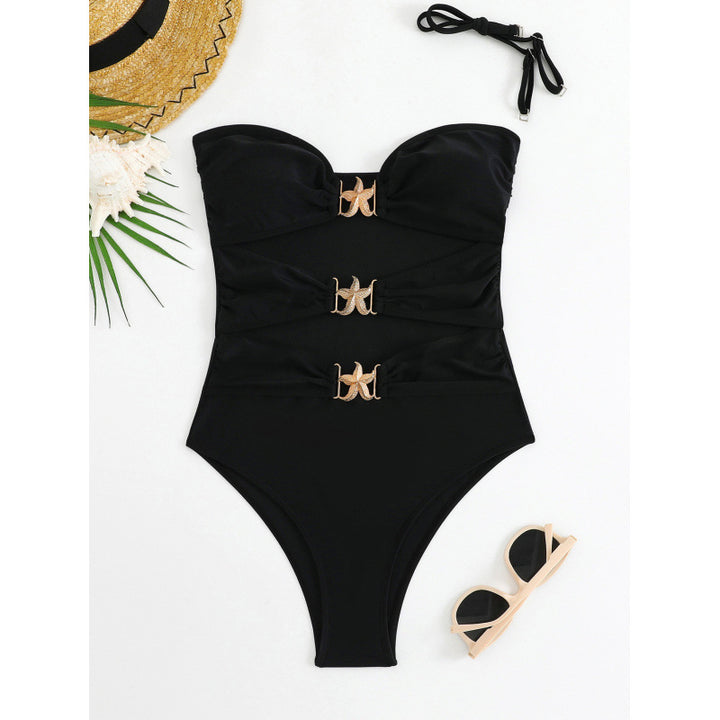 Women One-Piece Swimsuit with elegant buckles and refined gathers Mune Fashion