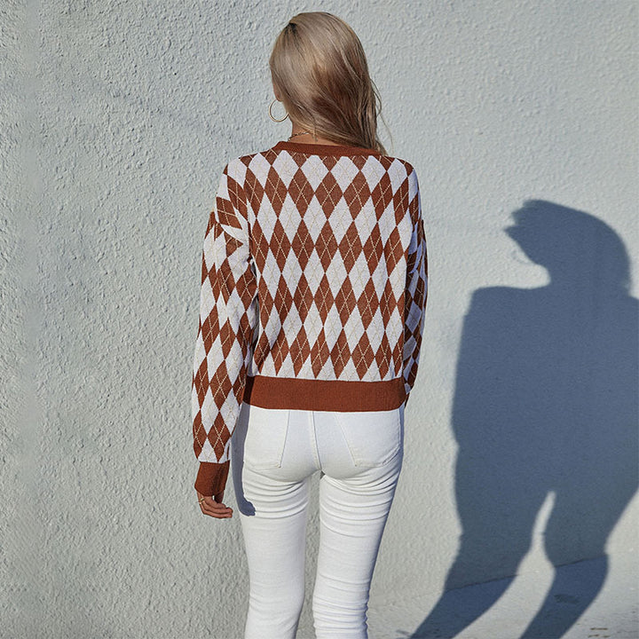 Women's patterned pullover in diamond pattern Mune Fashion